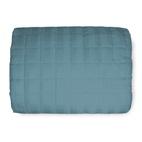 Couvre-lit matelassé RASATIN rayé BLEU UNI Double