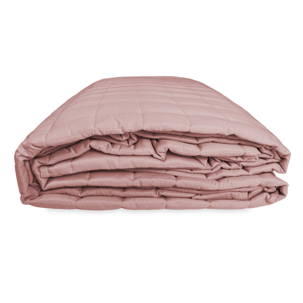COLCHA ACOLCHADA RAYAS DE RASO COLOR LISO ROSA Doble