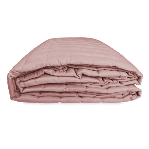 COLCHA ACOLCHADA RAYAS DE RASO COLOR LISO ROSA Doble