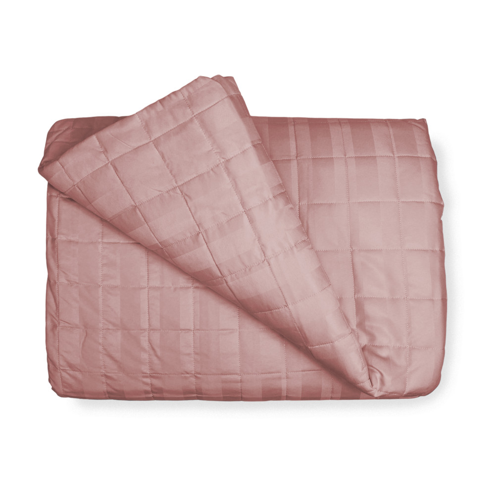 Couvre-lit matelassé RASATIN rayé SOLID PINK Double