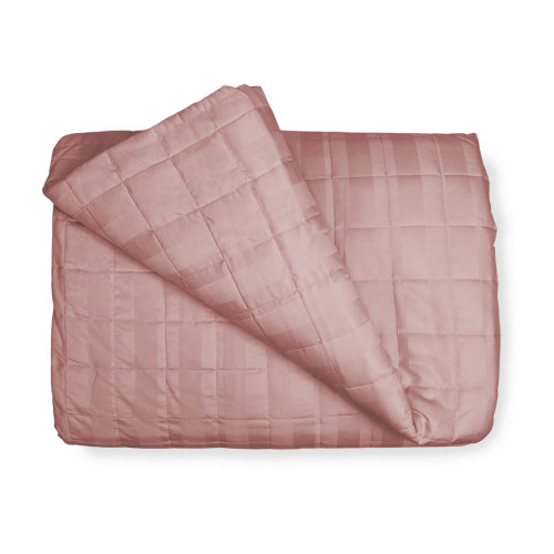 COLCHA ACOLCHADA RAYAS DE RASO COLOR LISO ROSA Doble