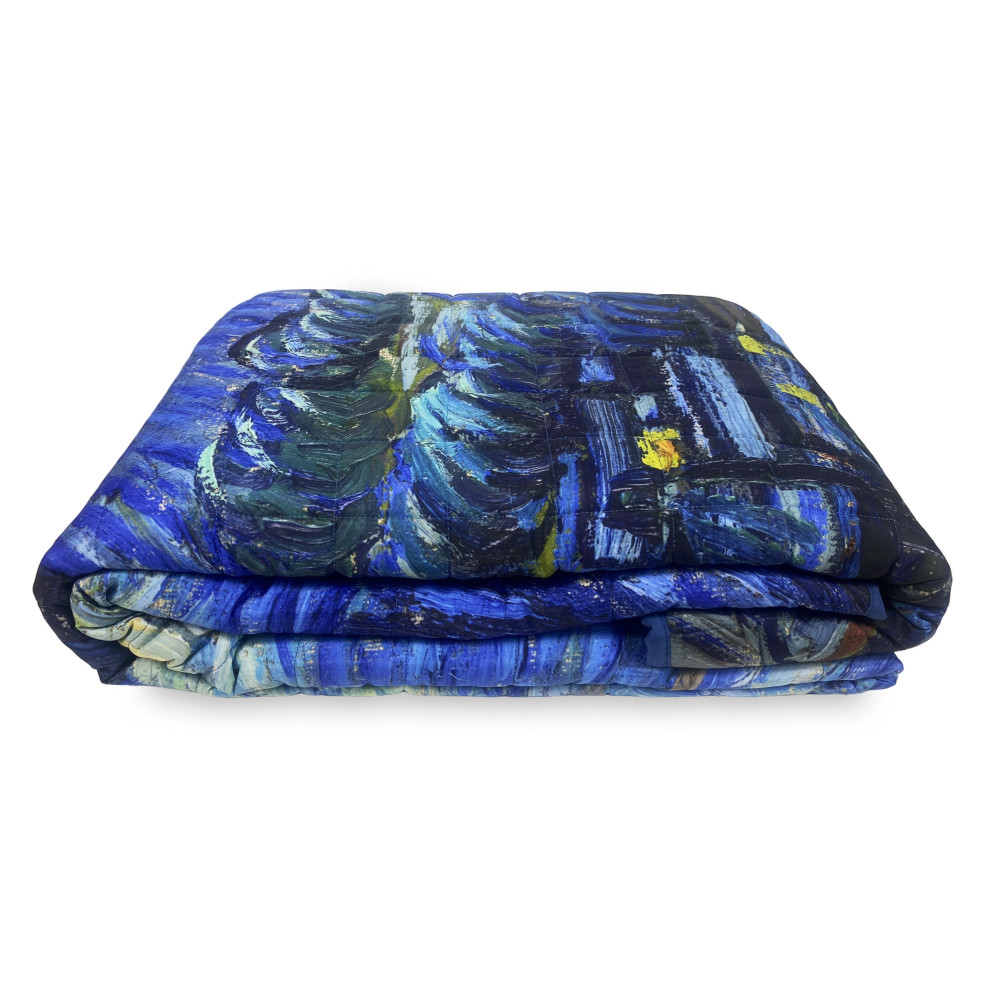 Couvre-lit matelassé Van Gogh bleu Double peintures
