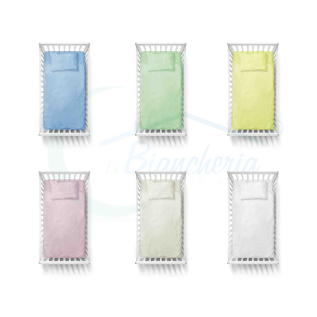 Bedding set in pure cotton in solid color, ideal for kindergartens or for every day