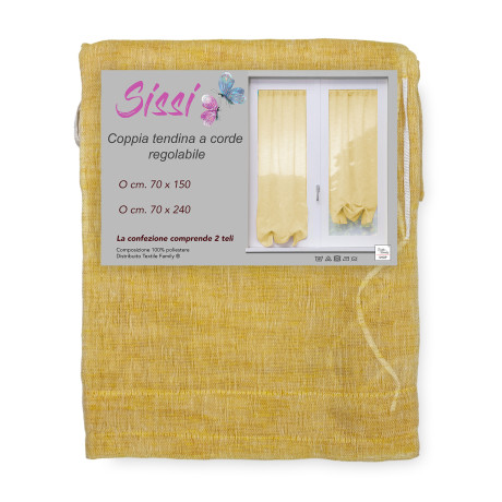 PAIR OF MODERN GLASS SISSI curtain cm 70 wide Adjustable with YELLOW CORD