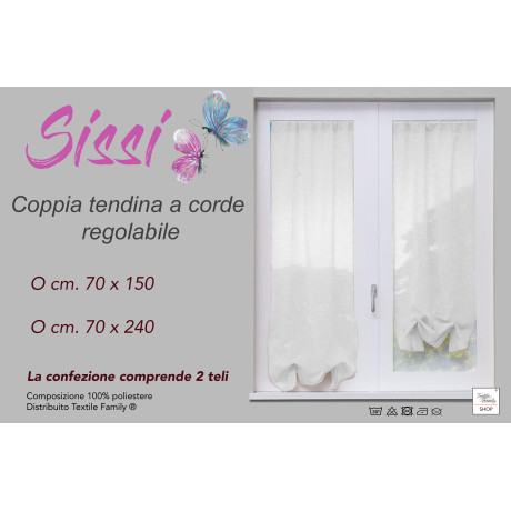 PAIRE DE RIDEAUX SISSI MODERN GLASS de 70 cm de large Ajustable avec cordon BLANC 2