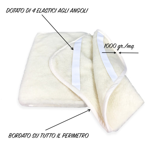 COPRIMATERASSO Topper MARY in vera LANA MERINOS 1000 gr. in 11 misure differenti
