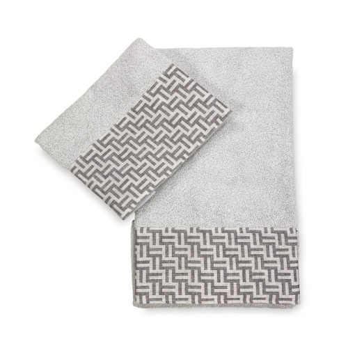 SET asciugamani con bordo FASHION Grigio in puro cotone Made in Italy