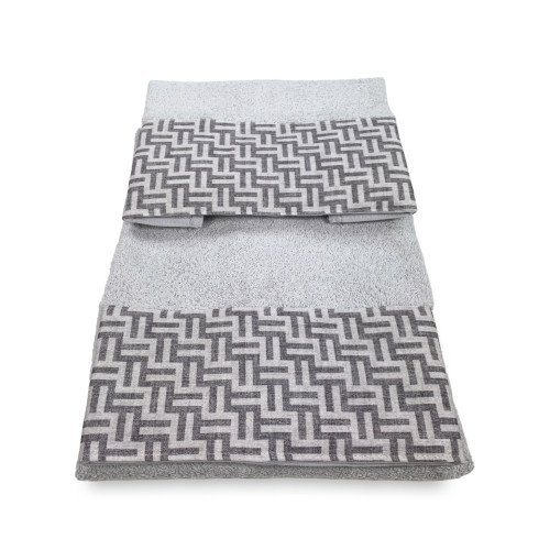 Ensemble de serviettes avec bordure FASHION Gris en pur coton Made in Italy