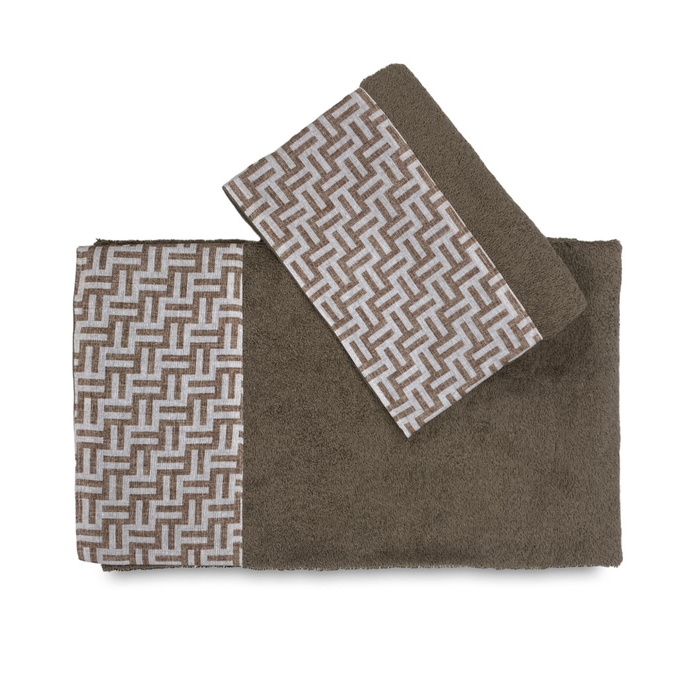 SET asciugamani con bordo FASHION Beige in puro cotone Made in Italy