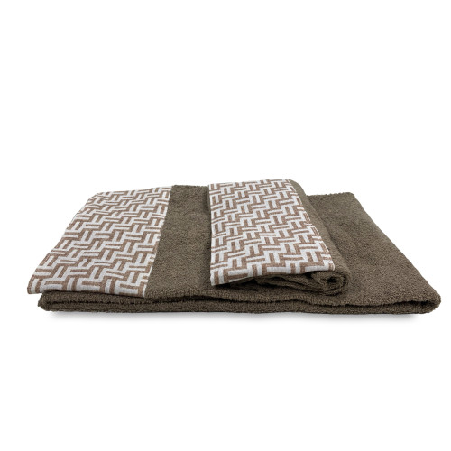 SET toallas con cenefa FASHION Beige de puro algodón Made in Italy