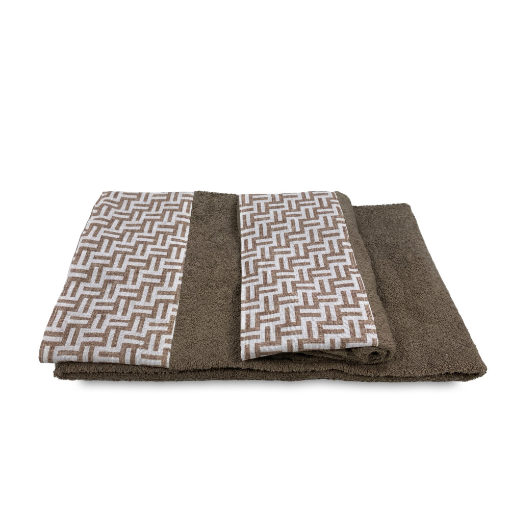 Ensemble de serviettes avec bordure FASHION Beige en pur coton Made in Italy
