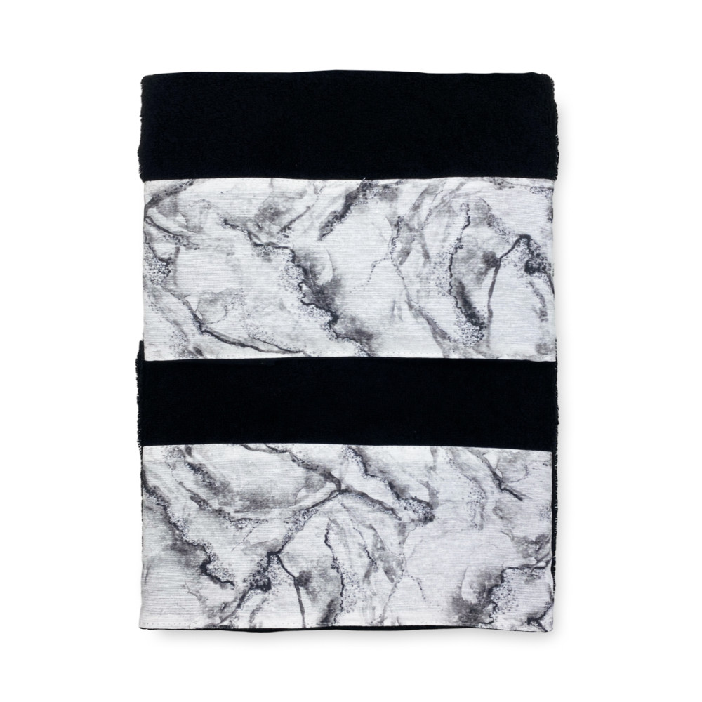 Black towels with white marble border