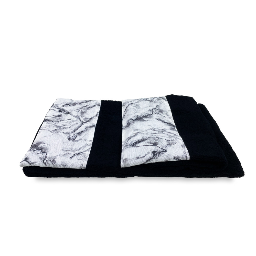 SET asciugamani con bordo MARMO Marmorizzato in Puro cotone Made in Italy
