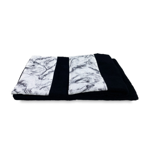 Ensemble de serviettes avec bord en marbre en pur coton Made in Italy