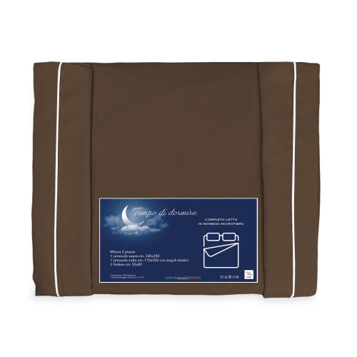 LAKEN-SET aus weicher Mikrofaser SOLID BROWN Double 2 SQUARES ohne Bügeleisen