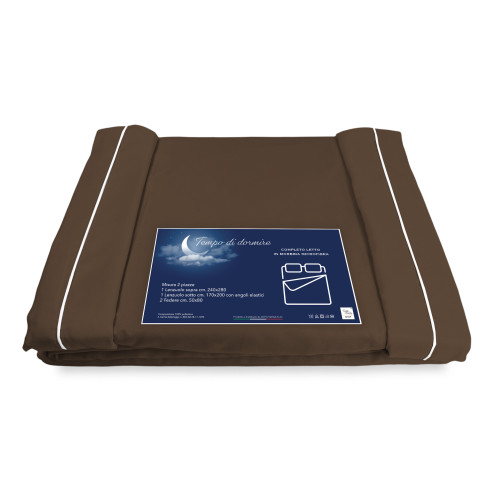 SET DE DRAPS en microfibre douce MARRON SOLIDE Double 2 CARRÉ sans repassage