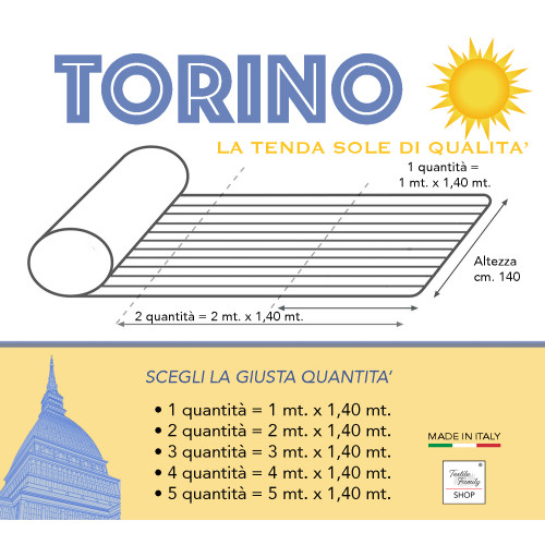 TURIN TAUD DE SOLEIL TISSU balcon extérieur JARDIN AU MÈTRE en acrylique hauteur cm. 140 RANGÉES PAIRES