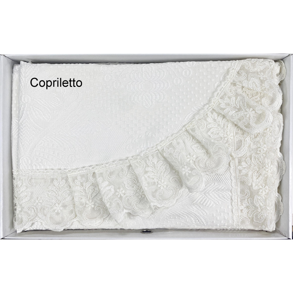 STEFY TOP CASE fini avec Pizzo Macramè DOUBLE drap et BEDSPREAD idea BRIDE