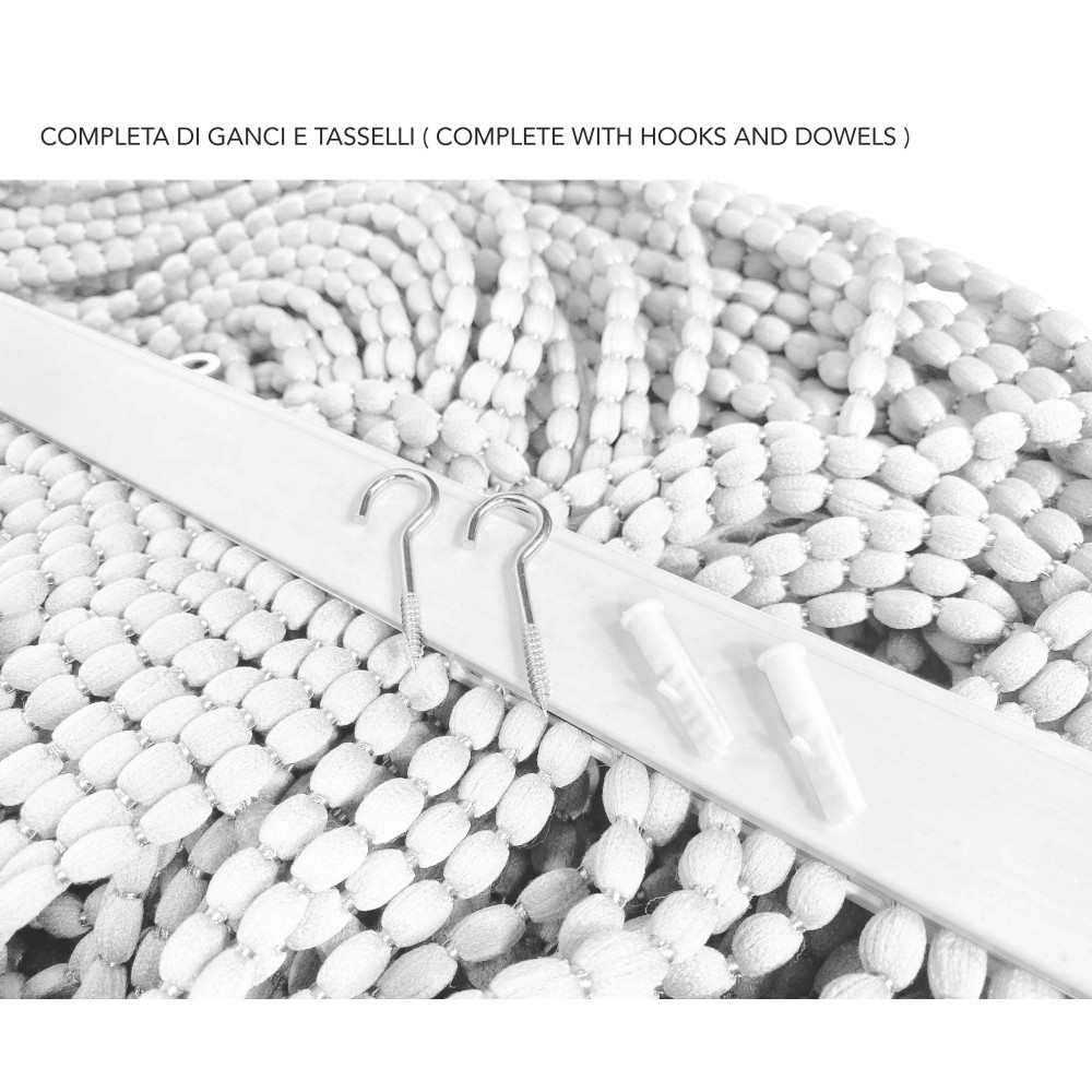 SOFT MARIEL © CURTAIN with BEADS in Soft Fabric Anti Noise Retardant Threads ICE WHITE