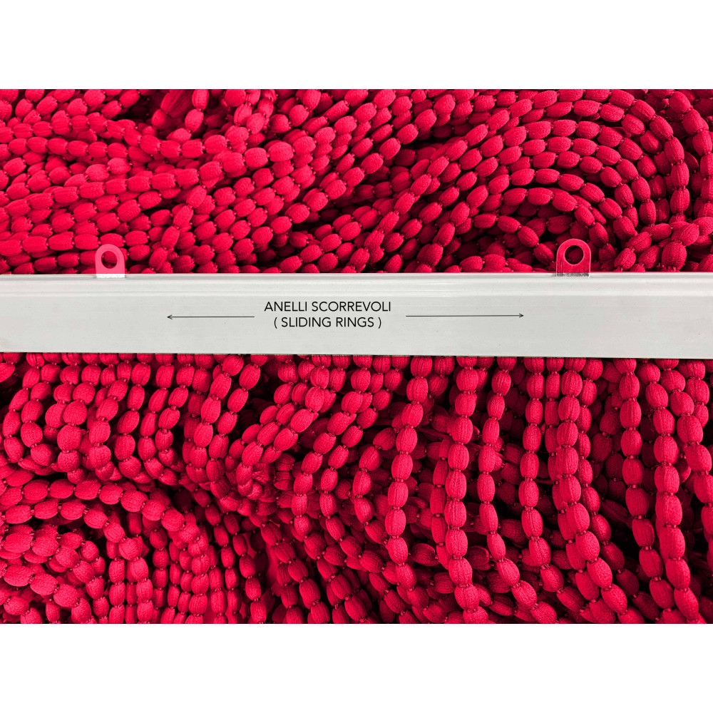 SOFT MARIEL © CURTAIN WITH BEADS in Soft Fabric Anti Noise Retardant Threads RED