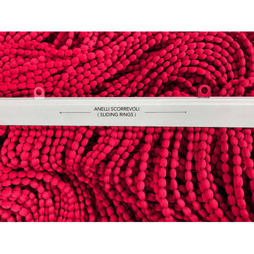 SOFT MARIEL © CURTAIN WITH BEADS in Soft Fabric Anti Noise Retardant Threads RED