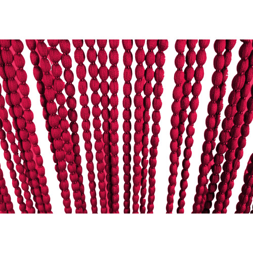 SOFT MARIEL © CURTAIN WITH BEADS in Soft Fabric Anti Noise Retardant Threads RED