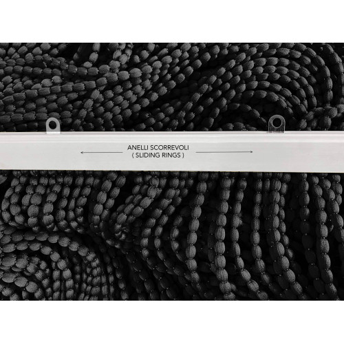 SOFT Mariel © CURTAIN with BEADS in Soft Fabric Anti Noise Insects with Threads BLACK