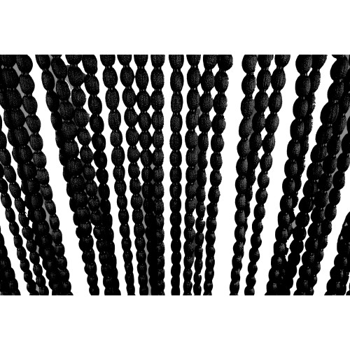 RIDEAU MOELLEUX MARIEL © AVEC PERLES en tissu doux Anti Bruit Insectes avec Fils NOIR