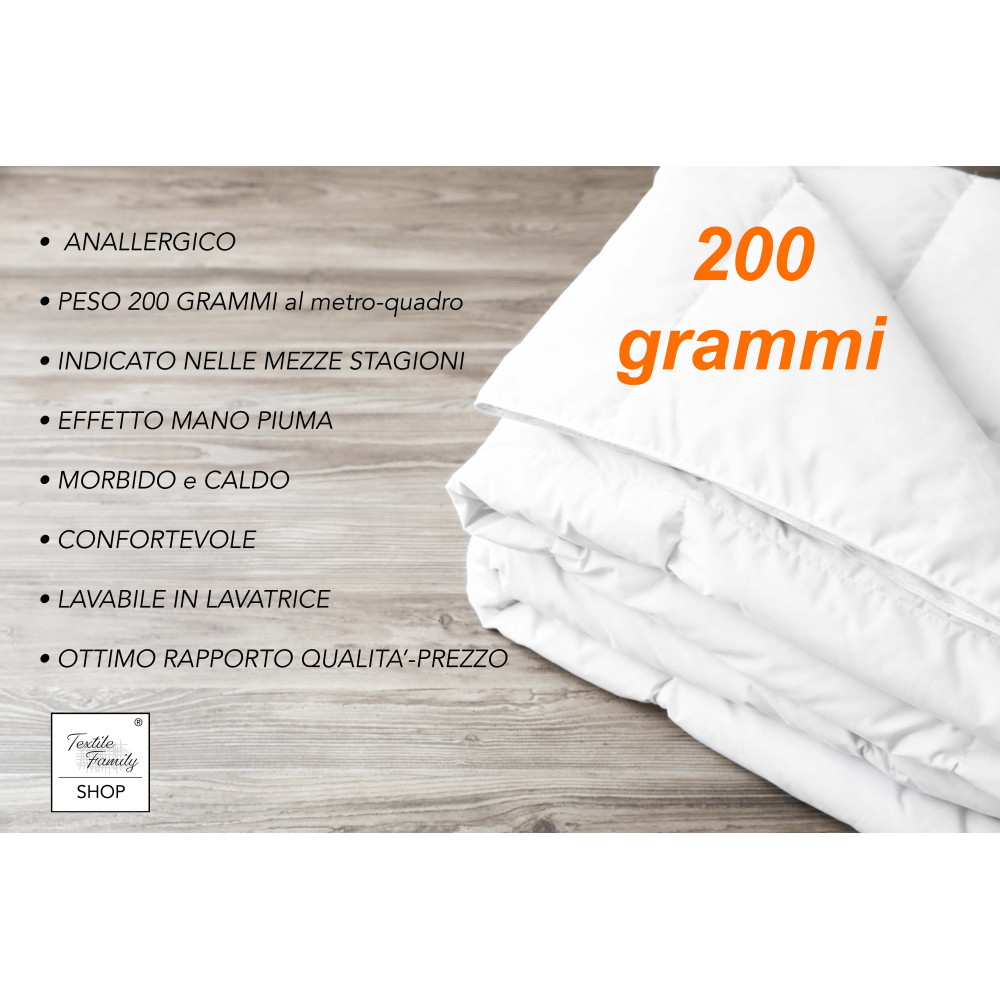 BLANCO Cama Sintética Plumón Medio Peso gr./m². 200 gramos de peso medio