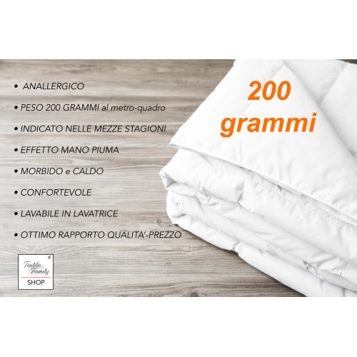 BLANCO Cama Sintética Plumón Medio Peso gr./m². 200 gramos de peso medio