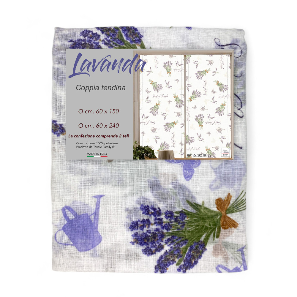 Par de cortinas de cristal LAVANDA cm. 60 de la ventana y la puerta