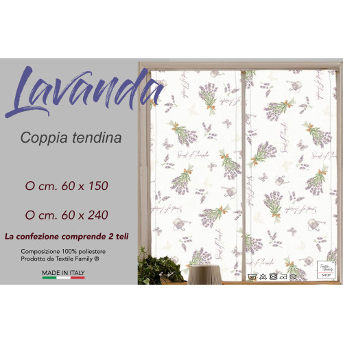 Paar LAVENDER Glasvorhänge cm. 60 von Fenster und Tür