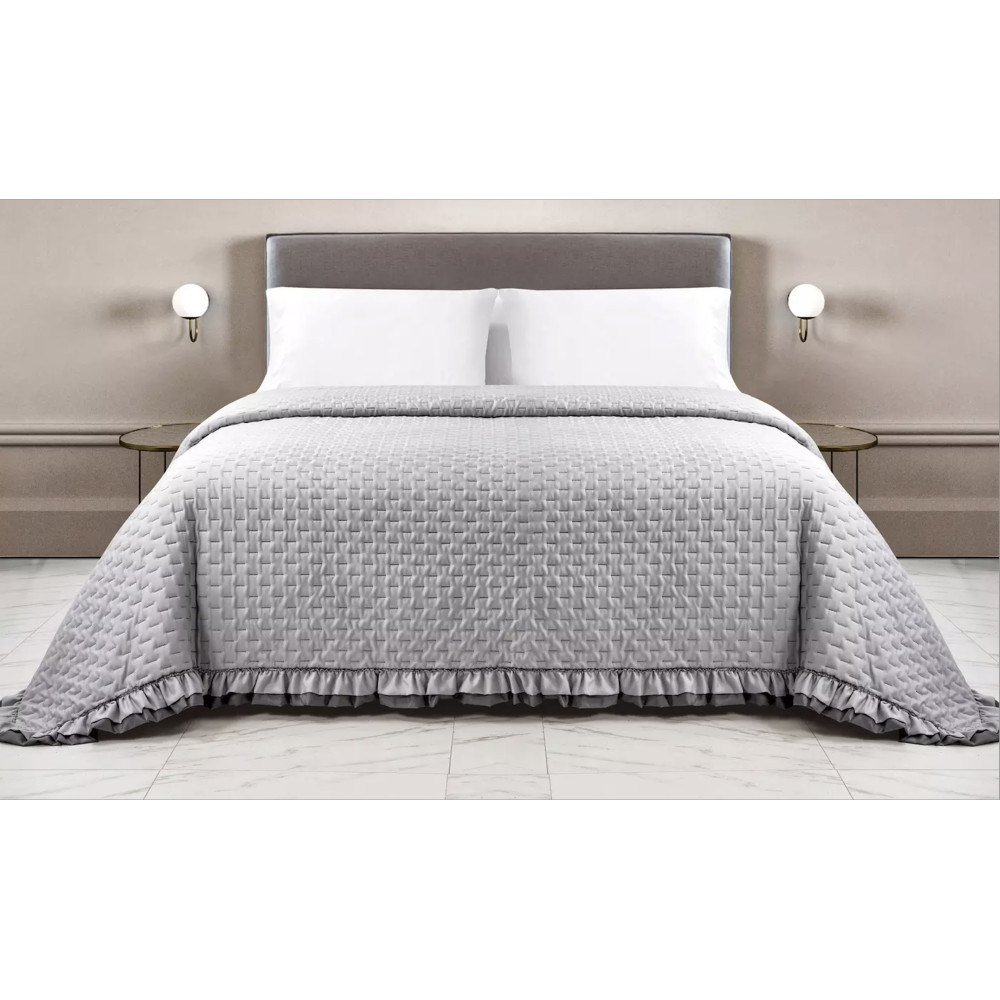 Couvre-lit matelassé à volants en ASSORTI Double Unit Gris/Anthracite