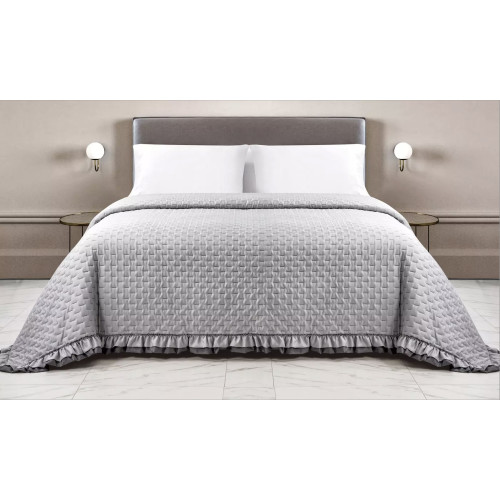 Couvre-lit matelassé à volants en ASSORTI Double Unit Gris/Anthracite