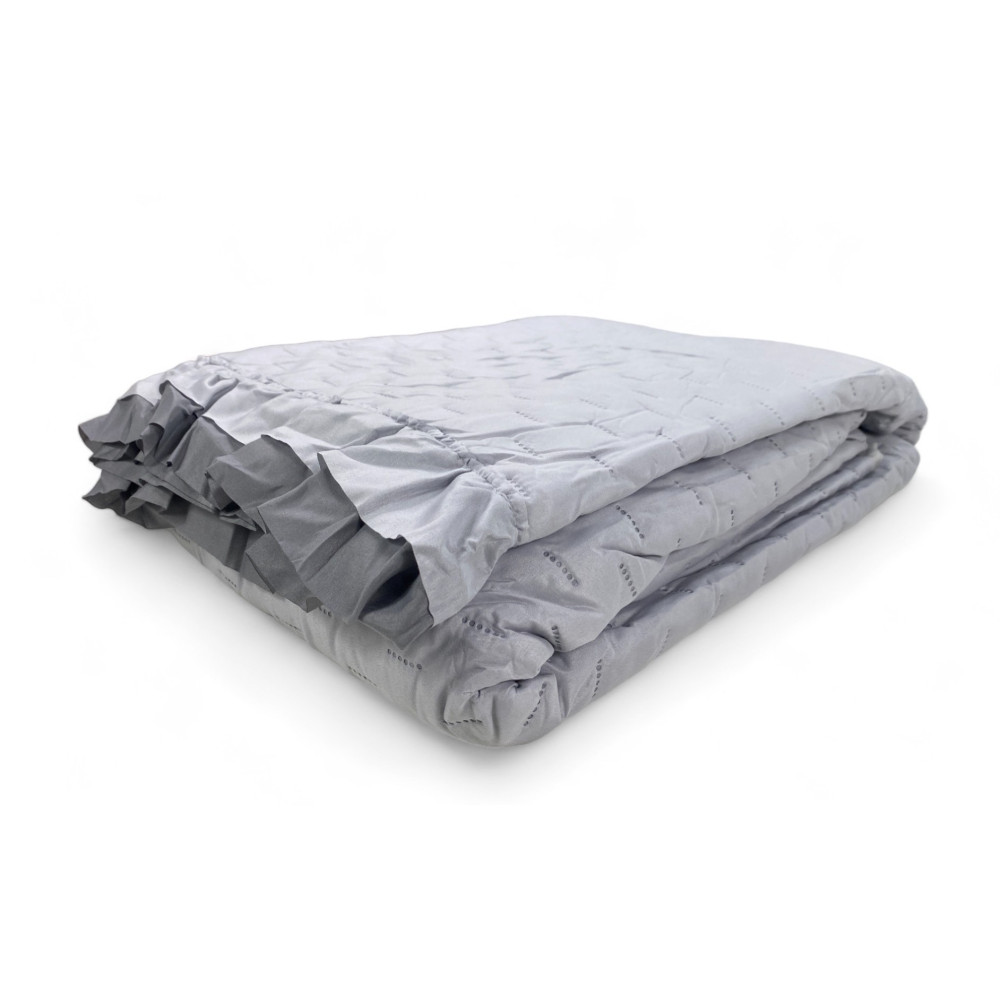 Gesteppte Tagesdecke mit Rüschen in Unifarbe Double Grey/Anthrazit