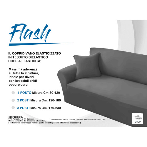 Copridivano FLASH TORTORA elasticizzato ad alta Vestibilità