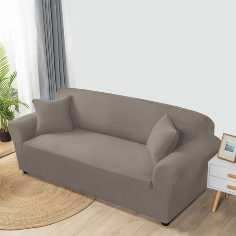 Fitted sofa cover in dove grey beige
