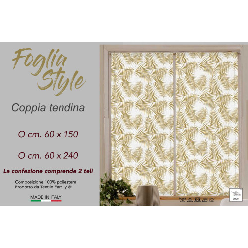 Pair of GLASS CURTAIN OCHRE STYLE wide cm. 60 from Window and Door