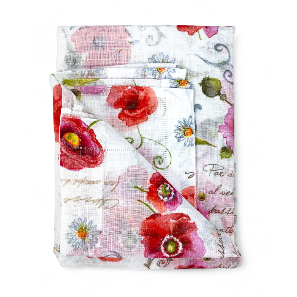 Paire de rideaux de verre POPPIES large cm. 60 de la fenêtre et de la porte