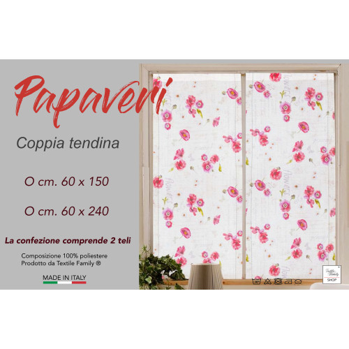 Paar Mohnblumen Glasvorhang cm breit. 60 von Fenster und Tür
