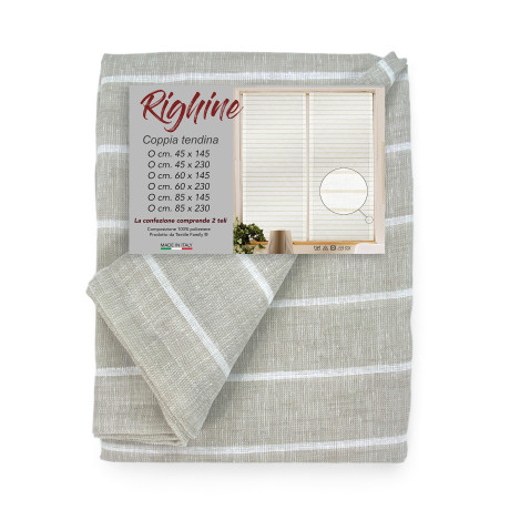 COPPIA tendina VETRO MODERNA larga 45 o 60 o 85 RIGHINE Beige