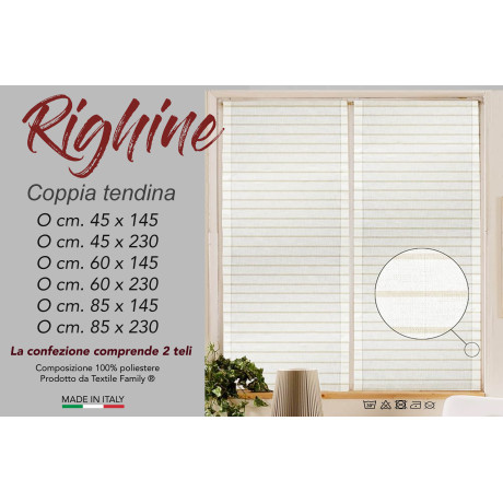 COPPIA tendina VETRO MODERNA larga 45 o 60 o 85 RIGHINE Beige 2