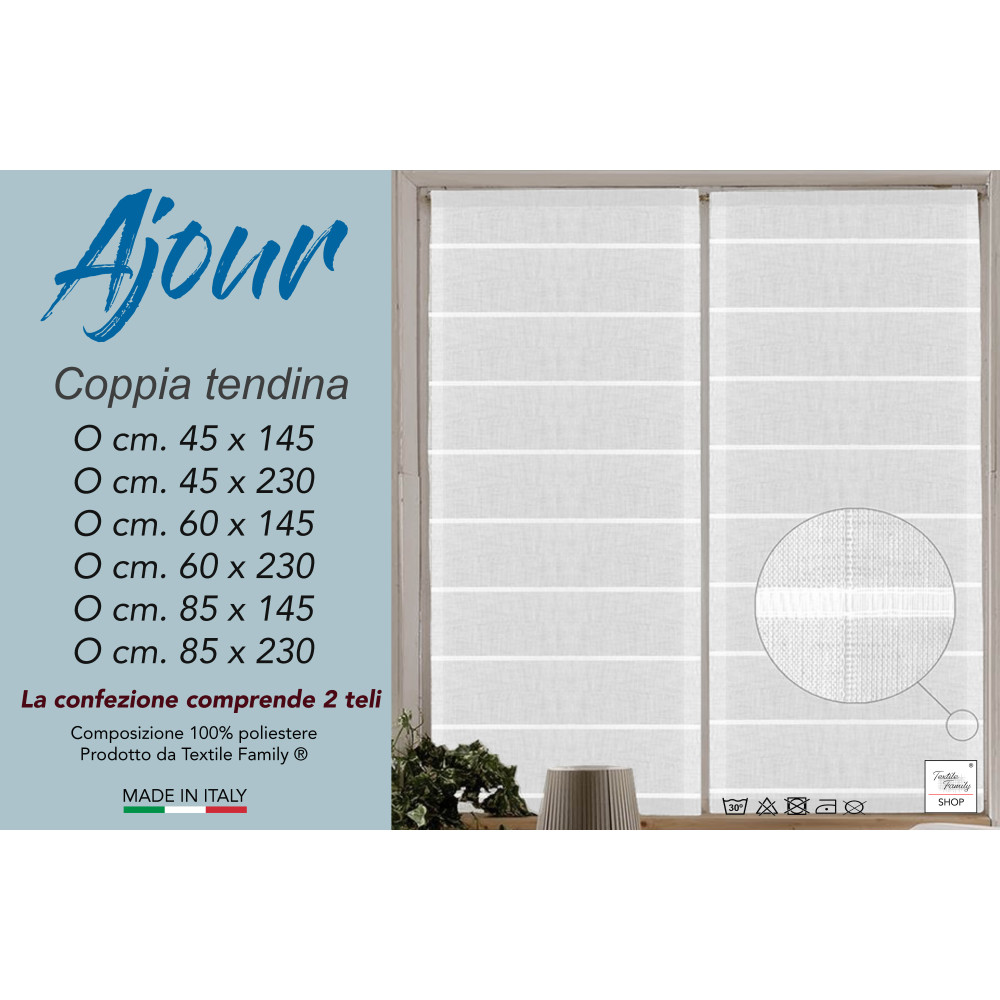 PAIRE de rideaux MODERNES en VERRE 45 ou 60 ou 85 de large Ajour Blanc