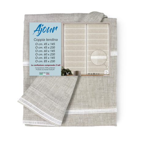 COPPIA tendina VETRO MODERNA larga 45 o 60 o 85 Ajour Beige