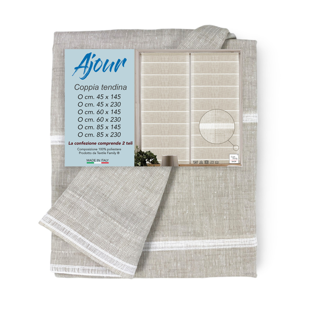 PAIRE de rideaux en VERRE MODERNE 45 ou 60 ou 85 de large Ajour Beige