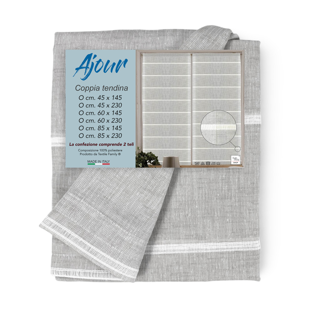 PAIRE de rideaux VERRE MODERNES 45 ou 60 ou 85 de large Ajour Gris