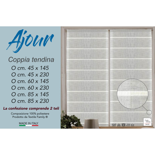 PAIRE de rideaux VERRE MODERNES 45 ou 60 ou 85 de large Ajour Gris
