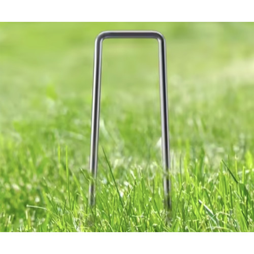 Piquetas de jardín multiusos UGO en forma de U de acero galvanizado para lona sintética de césped y mantillo