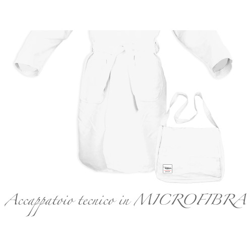 PODDY TECHNICAL BATHROBE IN WHITE Microfiber