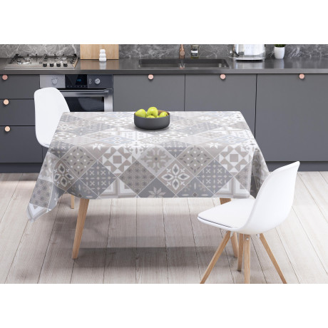 TABLECLOTH FILE © in water-repellent plastic-coated waxed canvas in PVC MAJOLICA Sand Made in Italy 2